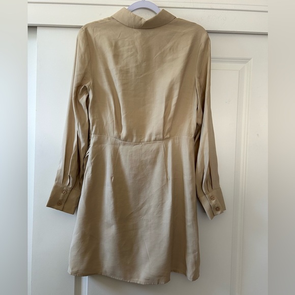 Korean Brand Tan Button-Up Long Sleeve Dress - Picture 4 of 8